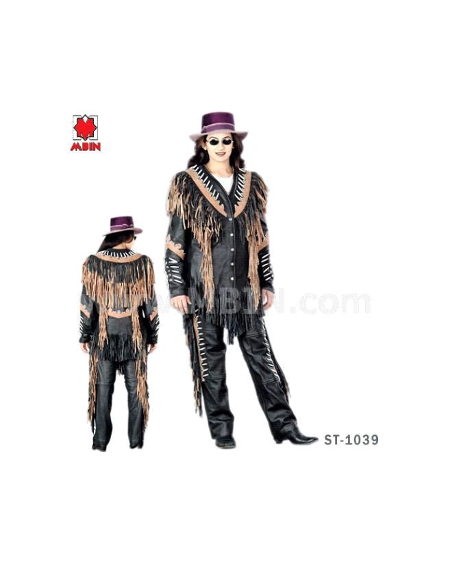 Ladies Brown Bone Beaded Fringed Jacket
