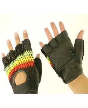 Tri Color Mesh Fingerless Gloves