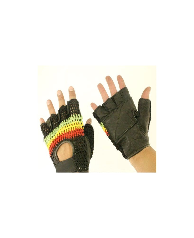 Tri Color Mesh Fingerless Gloves