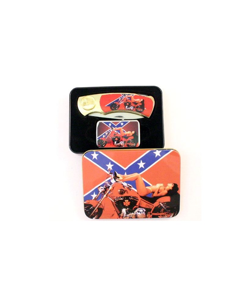 Biker Girl Box Knife Combo with Lighter