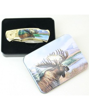 Elk Picture Stainless Steel 3 Box Knife - Collectible