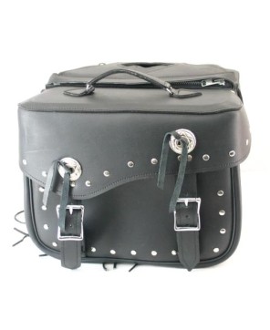 Premium PU leather saddle bag with conchos and studs