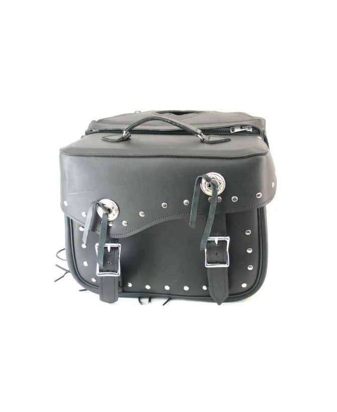 Premium PU leather saddle bag with conchos and studs