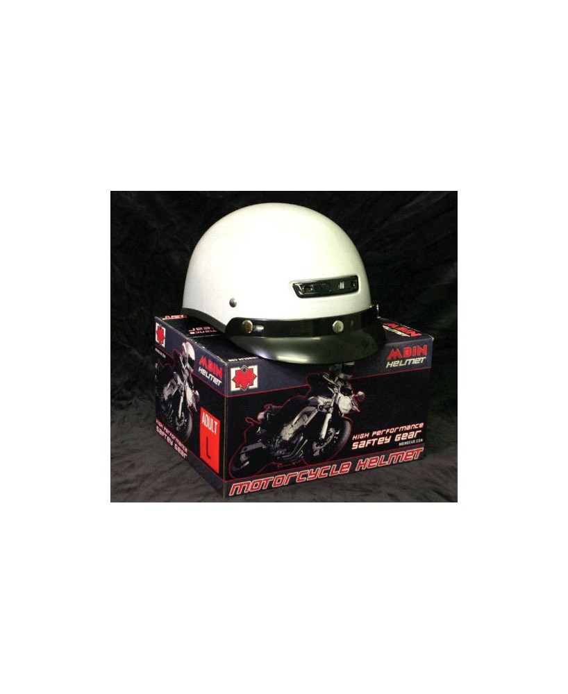 Vented-Silver White Classic Cruiser Class DOT Helmet