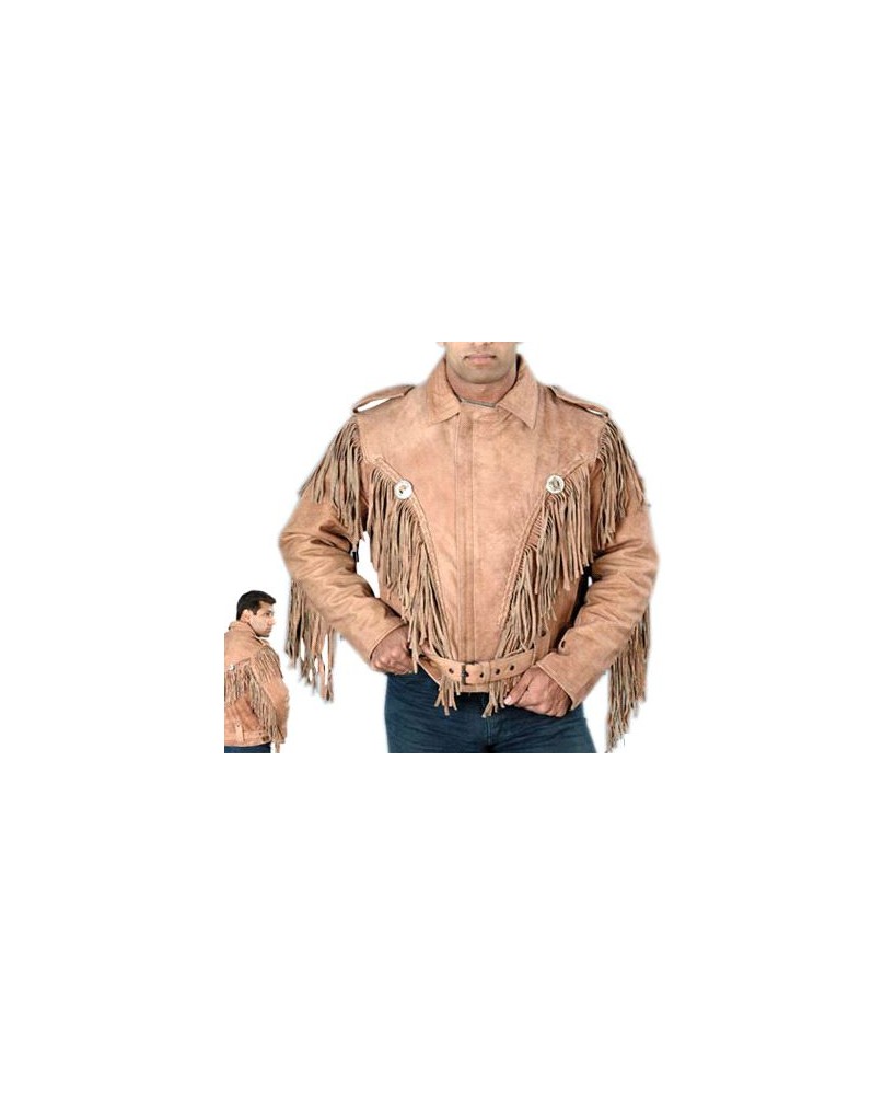 Brown Bonjovi Braded Fringe Biker Jacket