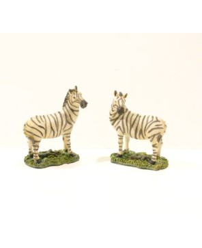 Zebra Figurines Miniature Jungle Animal Statues - Set of 2