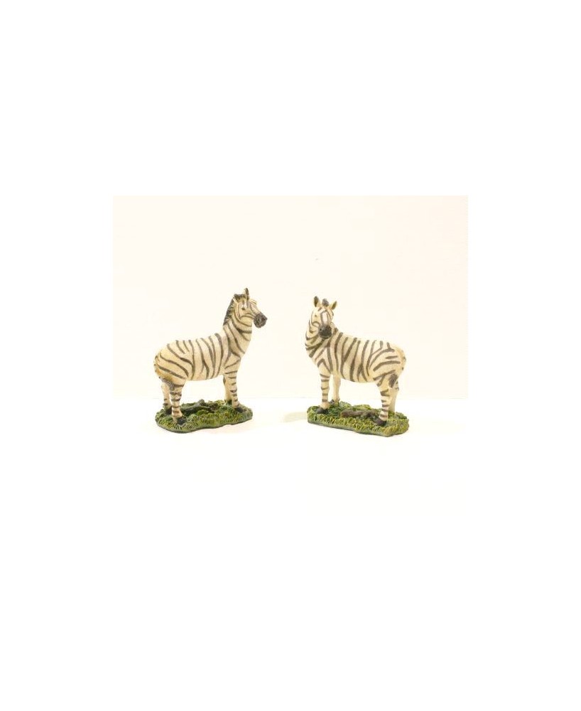 Zebra Figurines Miniature Jungle Animal Statues - Set of 2