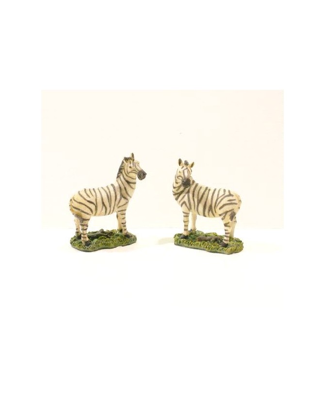 Zebra Figurines Miniature Jungle Animal Statues - Set of 2