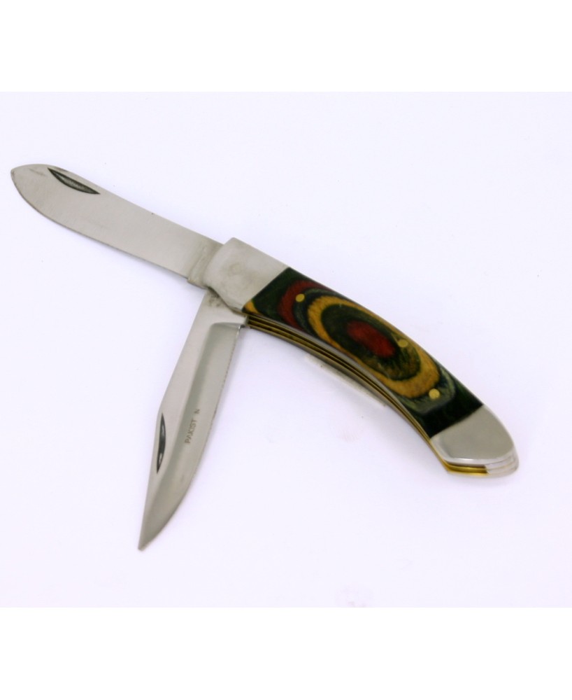 Two Blade Colorwood Handle Pocket Knife