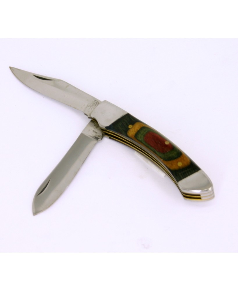 Two Blade Colorwood Handle Pocket Knife