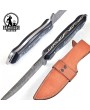 Handmade Damascus Steel Hunting Knife with Leather Sheath