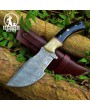 Handmade Damascus Steel Hunting Tracker Knife with Leather Sheath