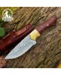 Handmade Damascus Steel Hunting Knife | Bone & Rosewood Handle