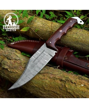 Damascus Blade Survival Knife with Rosewood Handle