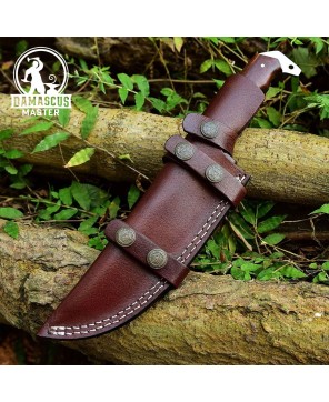 Damascus Blade Survival Knife with Rosewood Handle