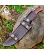 Handmade Damascus Steel Hunting Knife with Leather Sheath