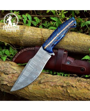 Handmade Damascus Skinner Hunting Knife with Pine Cone Corelon Handle