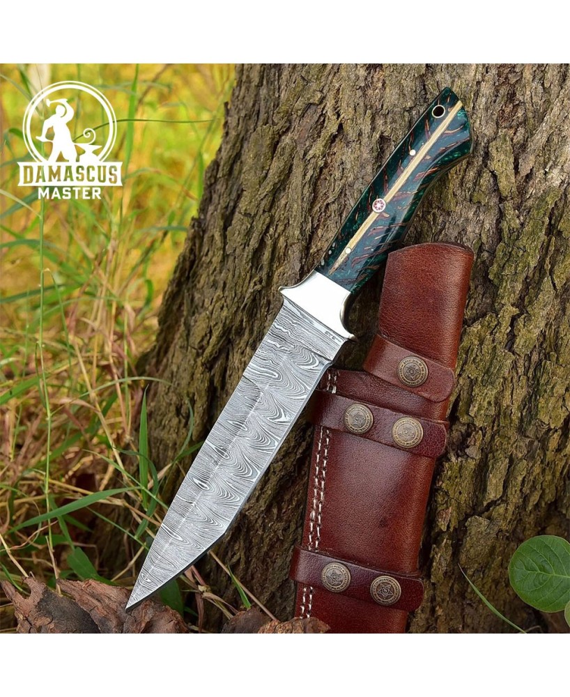 Handmade Damascus Steel Tanto Blade Hunting Knife