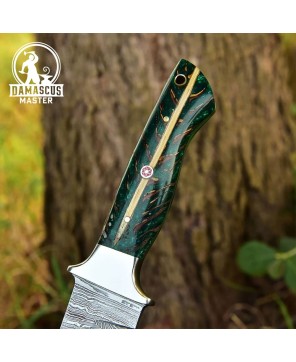 Handmade Damascus Steel Tanto Blade Hunting Knife