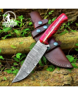 Damascus Hunting Skinner Knife | Pine Cone Corelon Handle