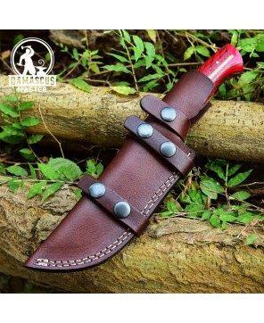 Damascus Hunting Skinner Knife | Pine Cone Corelon Handle