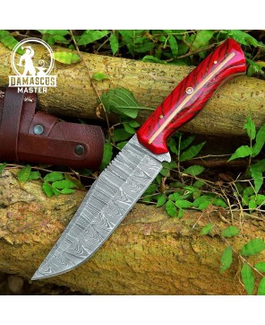 Damascus Hunting Skinner Knife | Pine Cone Corelon Handle