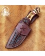 Handmade Damascus Steel Hunting Knife - Ram Horn Handle