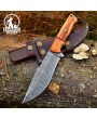 Handmade Damascus Steel Hunting Knife - Olive Wood Handle