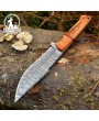 Handmade Damascus Steel Hunting Knife - Olive Wood Handle