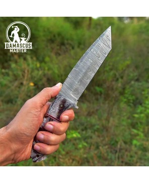 Custom Damascus Steel Tanto Blade Knife