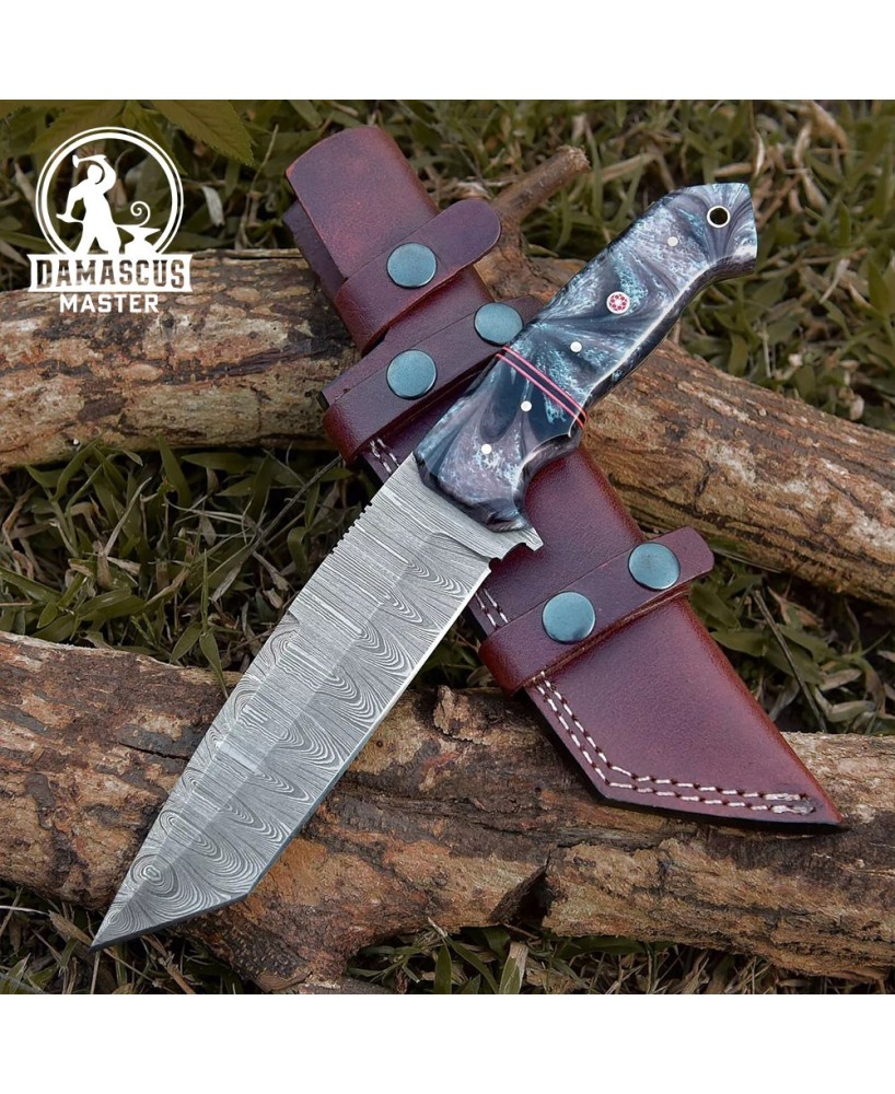 Custom Damascus Steel Tanto Blade Knife