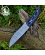 Handmade Damascus Hunting Knife - Micarta Handle, Leather Sheath