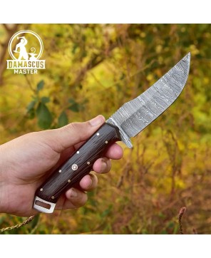 Handmade Damascus Steel Hunting Knife with Wenge Wood Handle