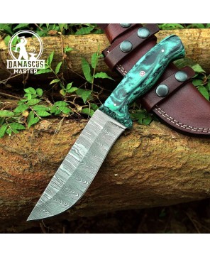 Damascus Steel Skinner Hunting Knife with Resin Handle