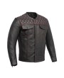 Cinder Men's Cafe Style Leather Jacket - Diamond Stitching & Pockets