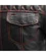 Cinder Men's Cafe Style Leather Jacket - Diamond Stitching & Pockets