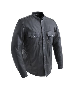 Vigilante Leather Motorcycle Shirt - Stylish Protection for Riders