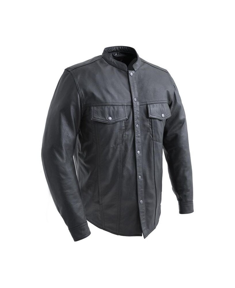 Vigilante Leather Motorcycle Shirt - Stylish Protection for Riders