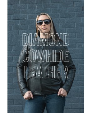 Jewel Women's Motorcycle Leather Jacket - Stylish & Functional Riding