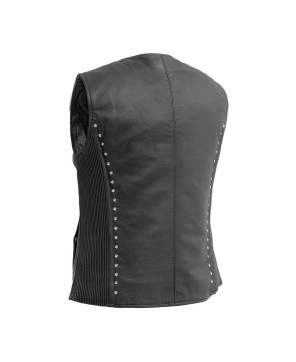 Diana Women's Motorcycle Vest - Diamond Cowhide, Studded Seams