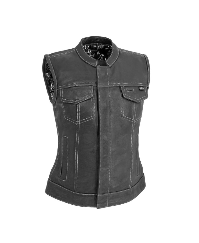 Women's Jessica Club Style Vest - Diamond Naked Cowhide