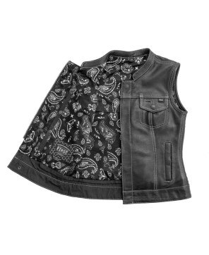 Women's Jessica Club Style Vest - Diamond Naked Cowhide