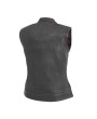 Women's Jessica Club Style Vest - Diamond Naked Cowhide, Red Stitching