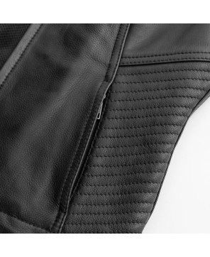 Nina Leather Motorcycle Vest with Padded Details