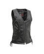 Cindy V-Neck Sheep Leather Motorcycle Vest