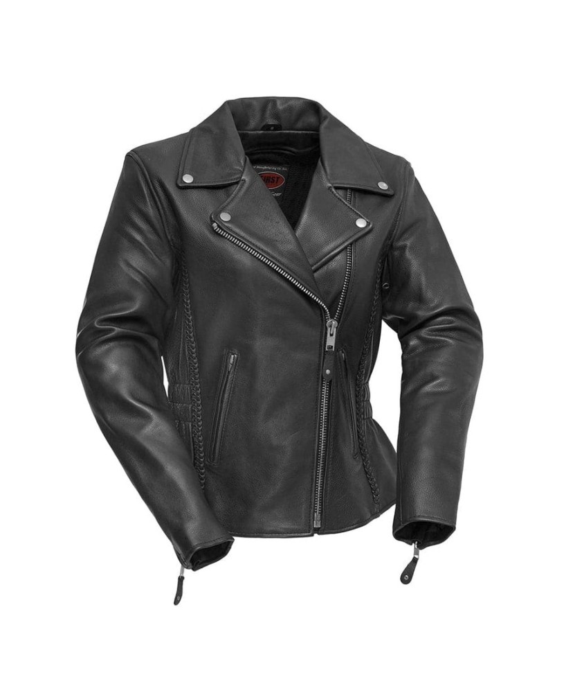 Women's Classic Motorcycle Leather Jacket - Stylish & Durable