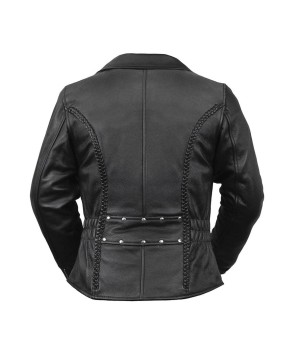 Women's Classic Motorcycle Leather Jacket - Stylish & Durable