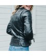 Black Widow Women's Motorcycle Leather Jacket - Stylish & Protective