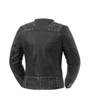 Black Widow Women's Motorcycle Leather Jacket - Stylish & Protective