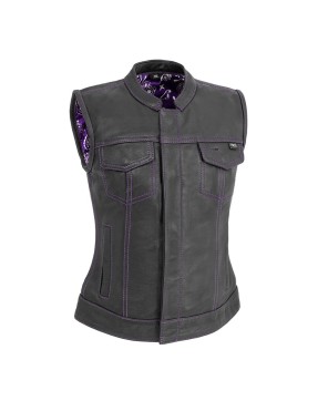 Jessica Women's Club Vest with Purple Stitching